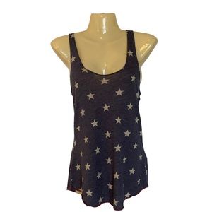 Alternative Star Tank Top Racer Back Patriotic Summer Fun Navy Beige Stars Small